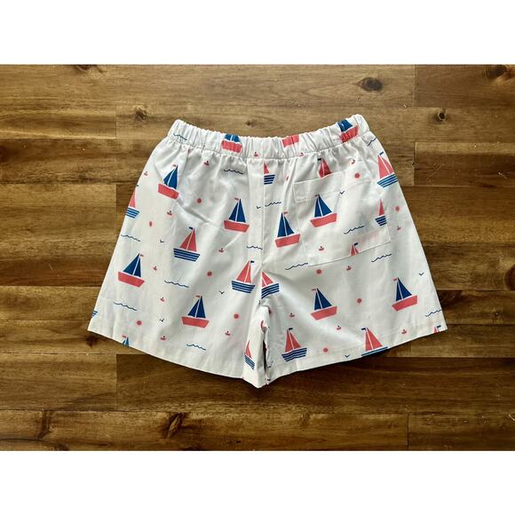 NEW James & Lottie Conrad Shorts White Blue Red Sailboats Cotton Preppy Classic - Picture 3 of 5